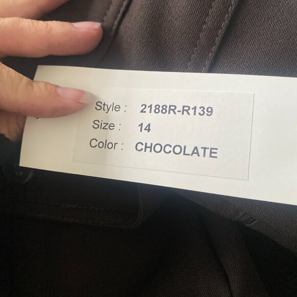 Mode de Vie Dress Brown Stretch Dress Pants Trouser Front Zipper Pockets Size 14 - Picture 5 of 5